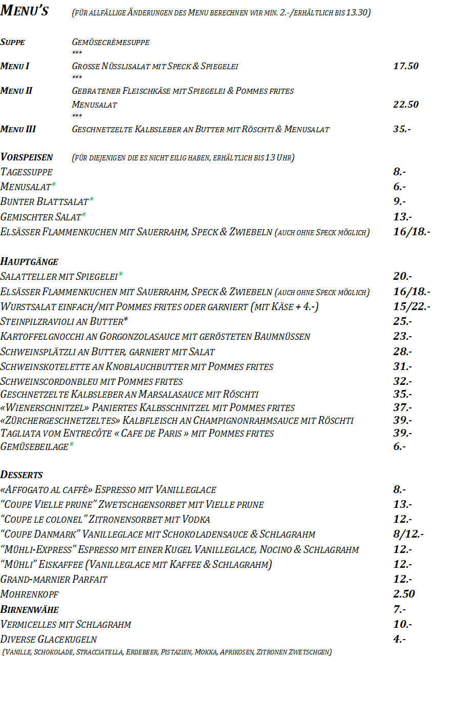 ggg Mittagsmenu vom Mittwoch 18.Juni 2025