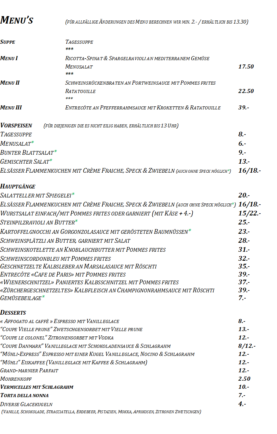 Mittagsmenu vom Mittwoch 18.Juni 2025