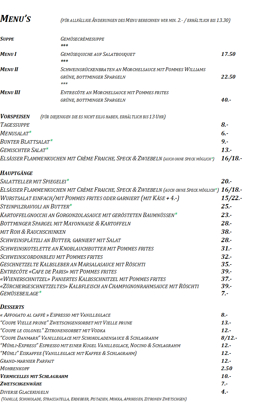 Mittagsmenu vom Mittwoch 18.Juni 2025
