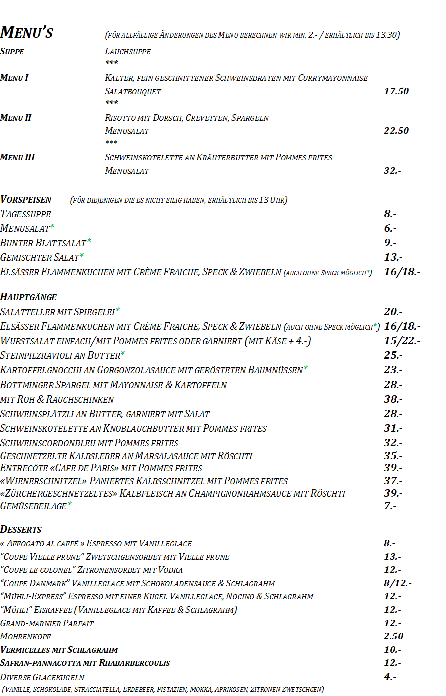 Mittagsmenu vom Mittwoch 18.Juni 2025