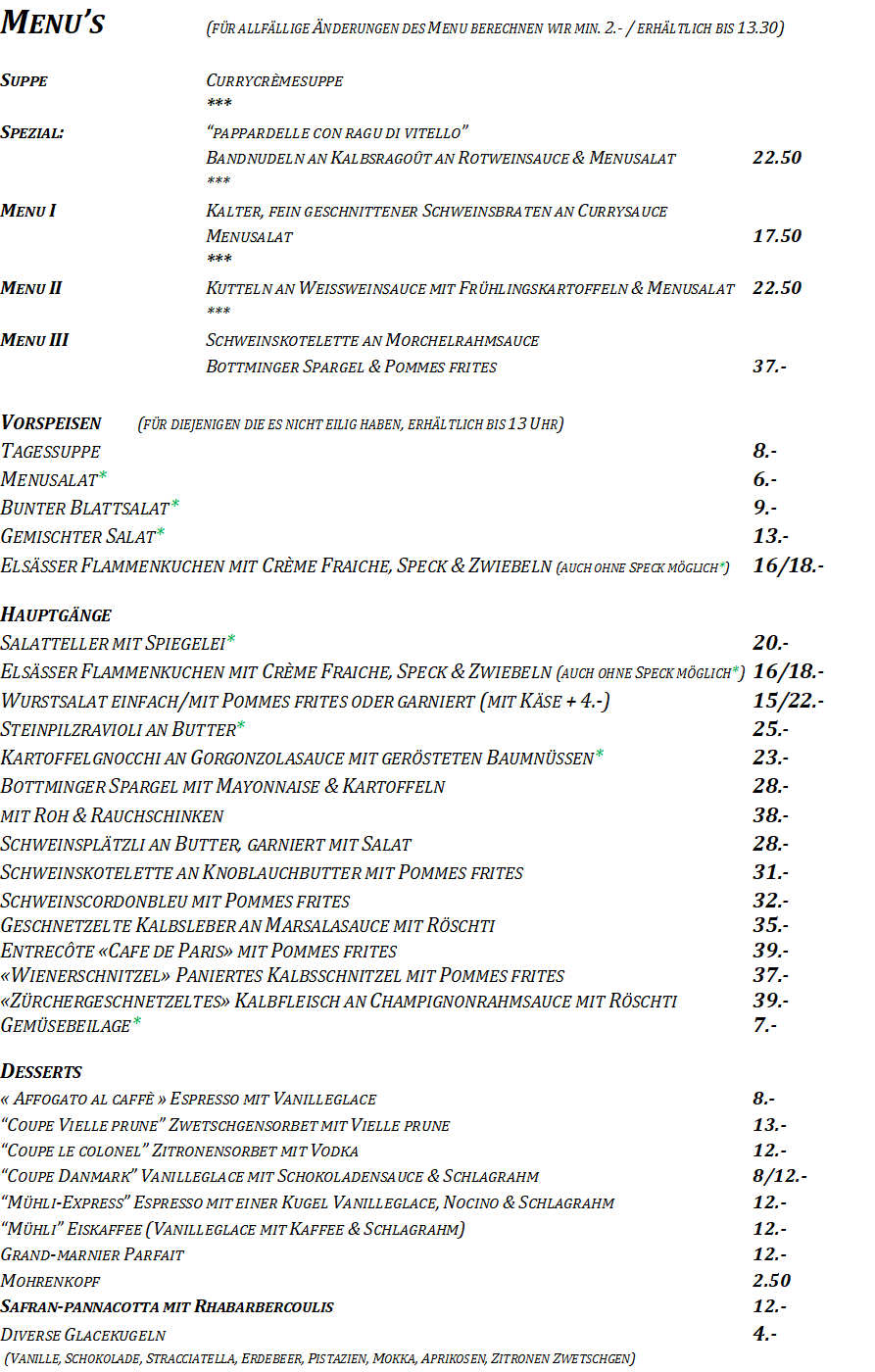 Mittagsmenu vom Mittwoch 18.Juni 2025